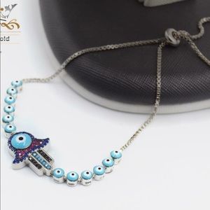 925 stamped silver hamsa bracelet